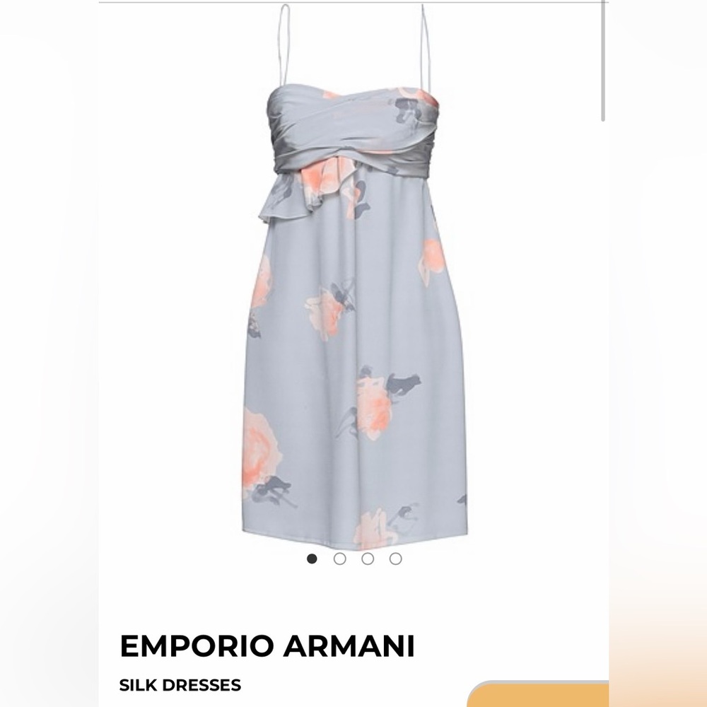 Emporio Armani Silk Gray and Pink Floral Mini Dress, size 8